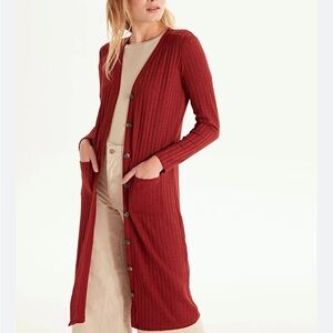 Takeout red ribbed cardigan